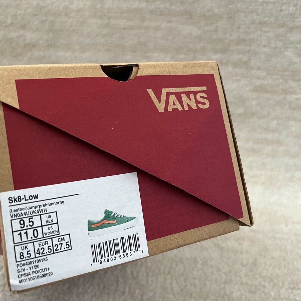 Vans Authentic Sk8-Low Green Leather Sneakers Shoes 9.5 - Picture 13 of 13